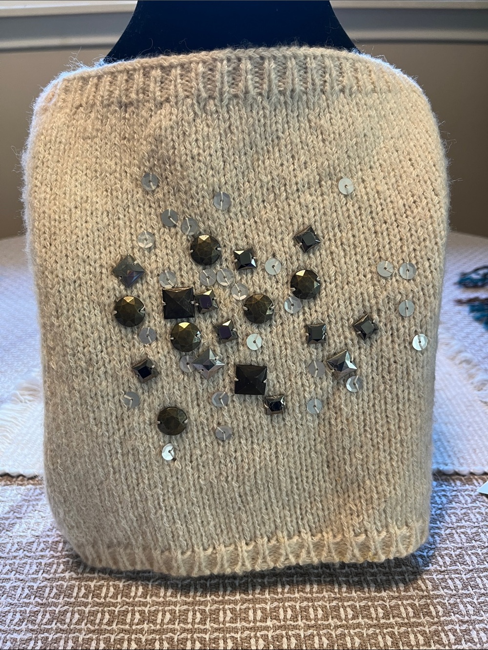 Echo Cream alpaca/nylon knit neck warmer/scarf